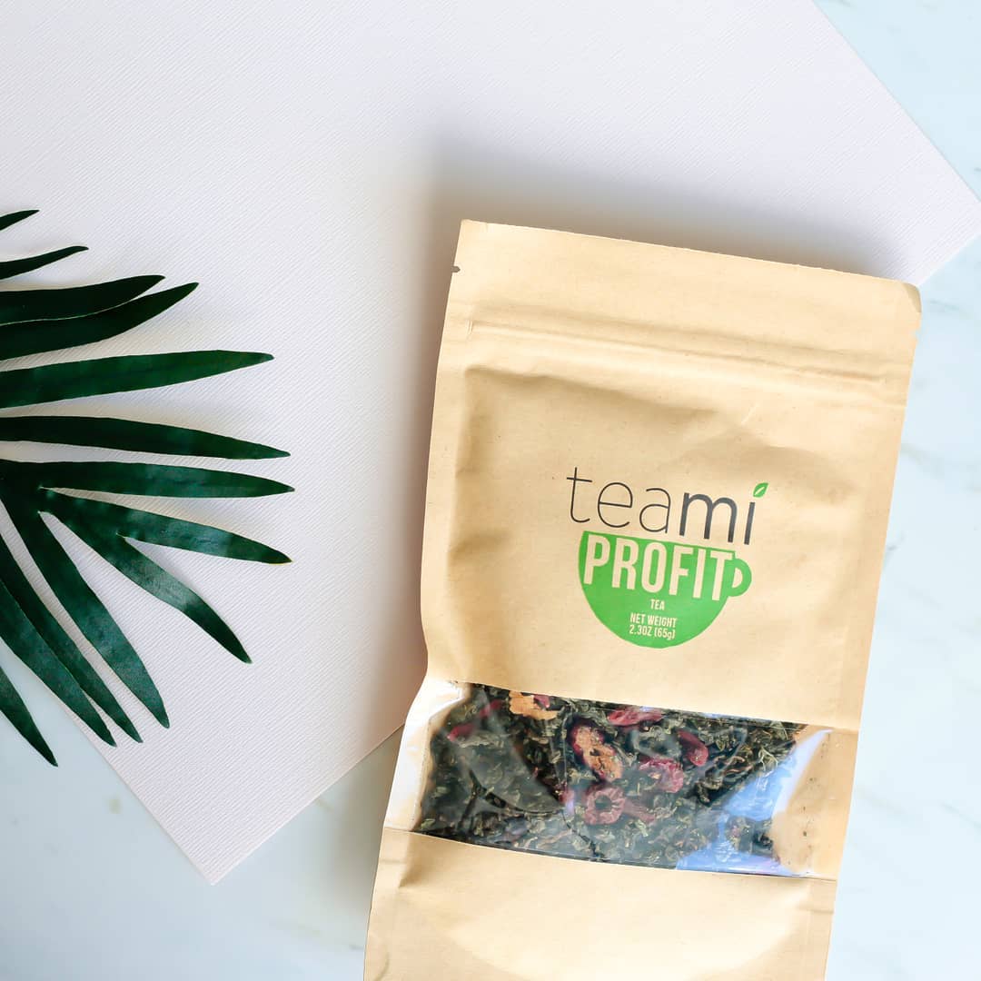 teami profit tea package on counter