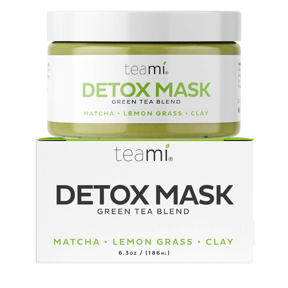 teami detox mask green tea blend sitting on its box
