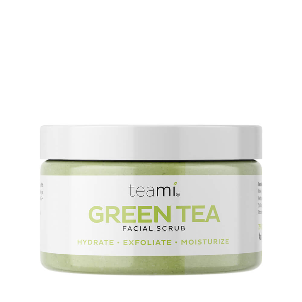 Teami green tea facial scrub on white background