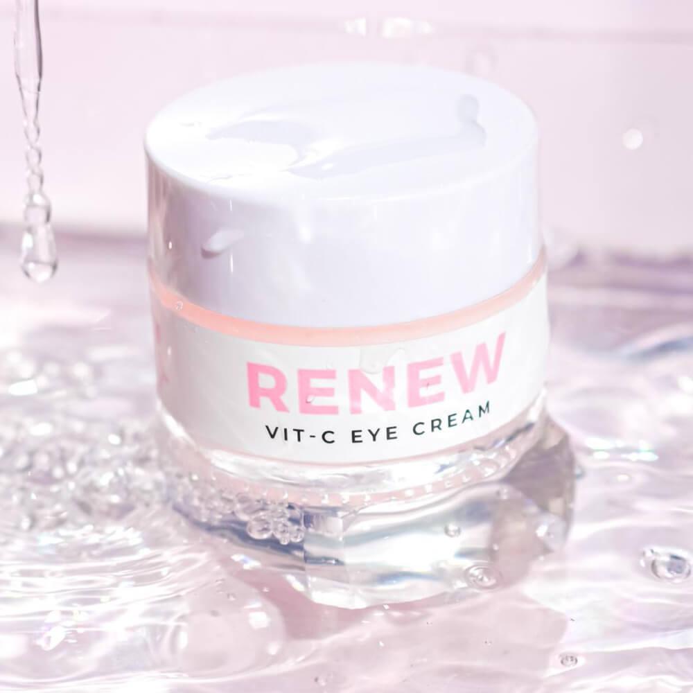 Renew Vit C eye cream being sprinkled with water