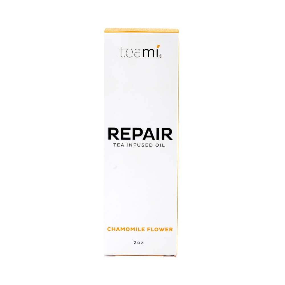 packaging box for Teami repair oil on white background