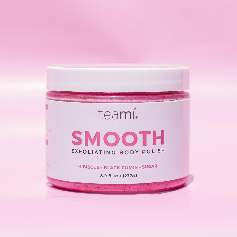 Teami smooth body polish pot on white background