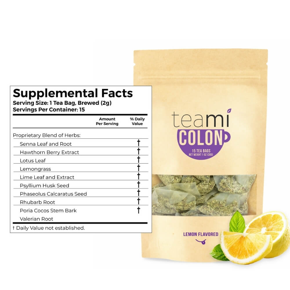 lemon flavoured teami colon tea and supplemental facts