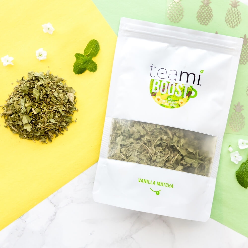 Teami boost tea pack on counter
