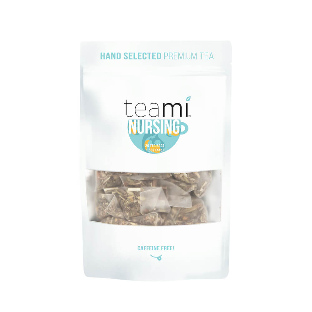 pack of Teami nursing tea blend on white background