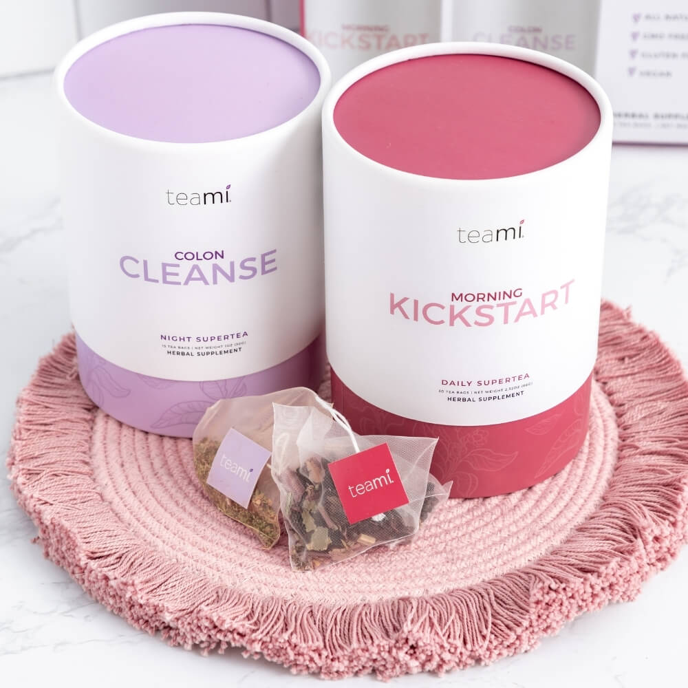 teami supertea cleanse and detox kit with samples of teabags in the front