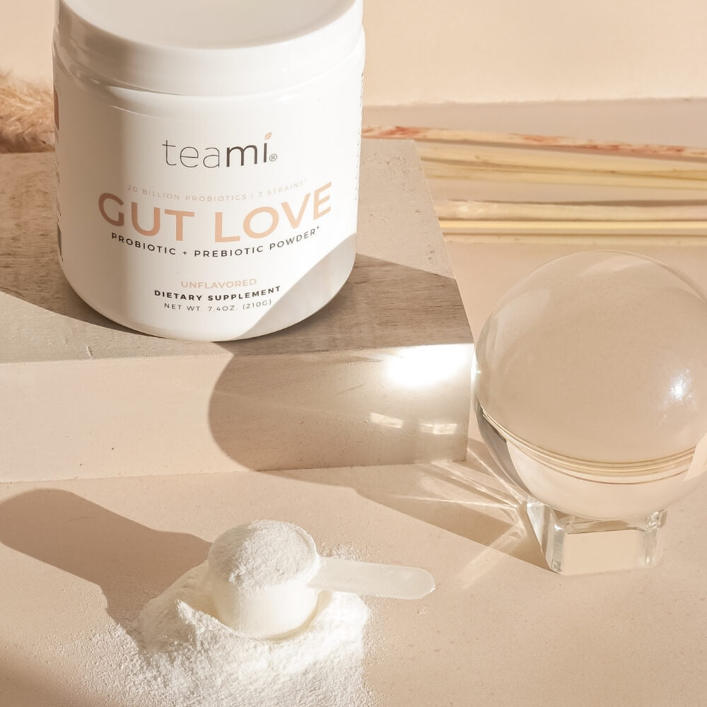 teami wellness gut love probiotic prebiotic powder unflavoured dietary supplement