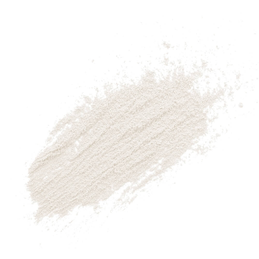 Pile of Teami Wellness protein powder on white background