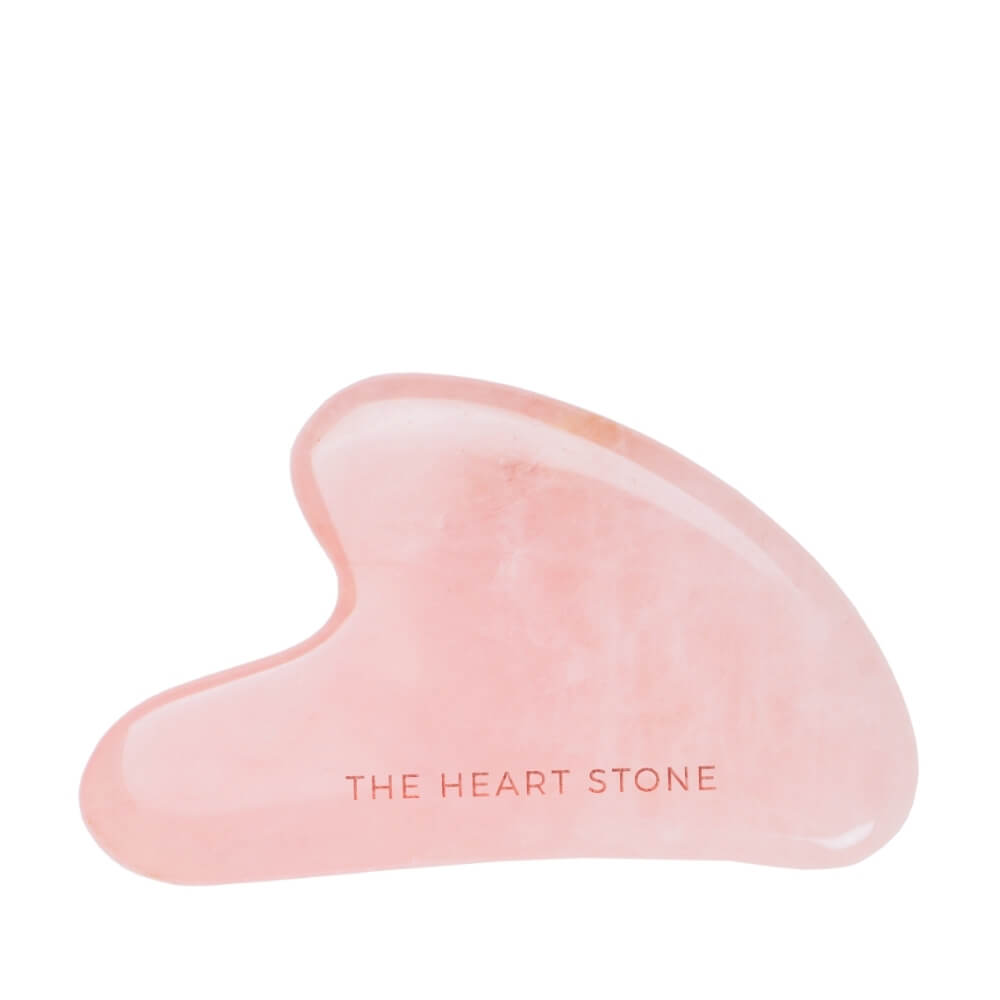 Teami Gua Sha rose quartz facial lifting tool  on white background